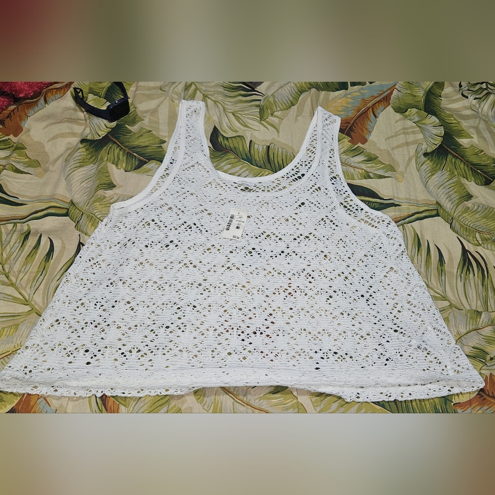 White knit swing top tank